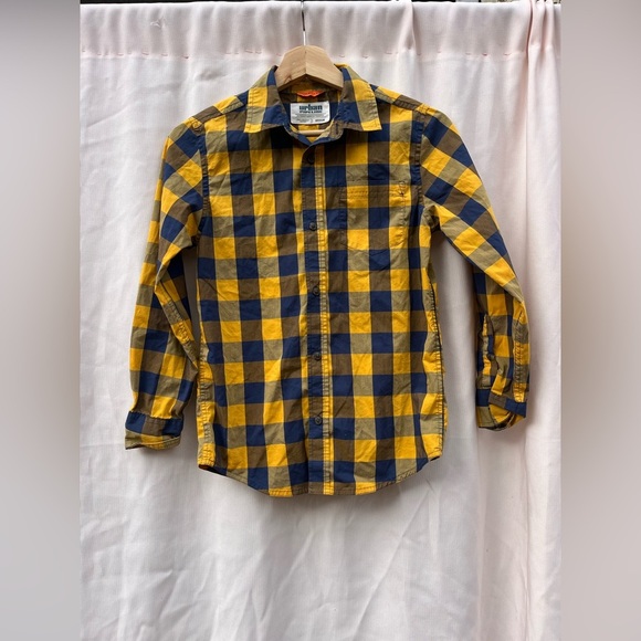 Urban Pipeline Navy and Mustard Checkered Shirt - Picture 1 of 5